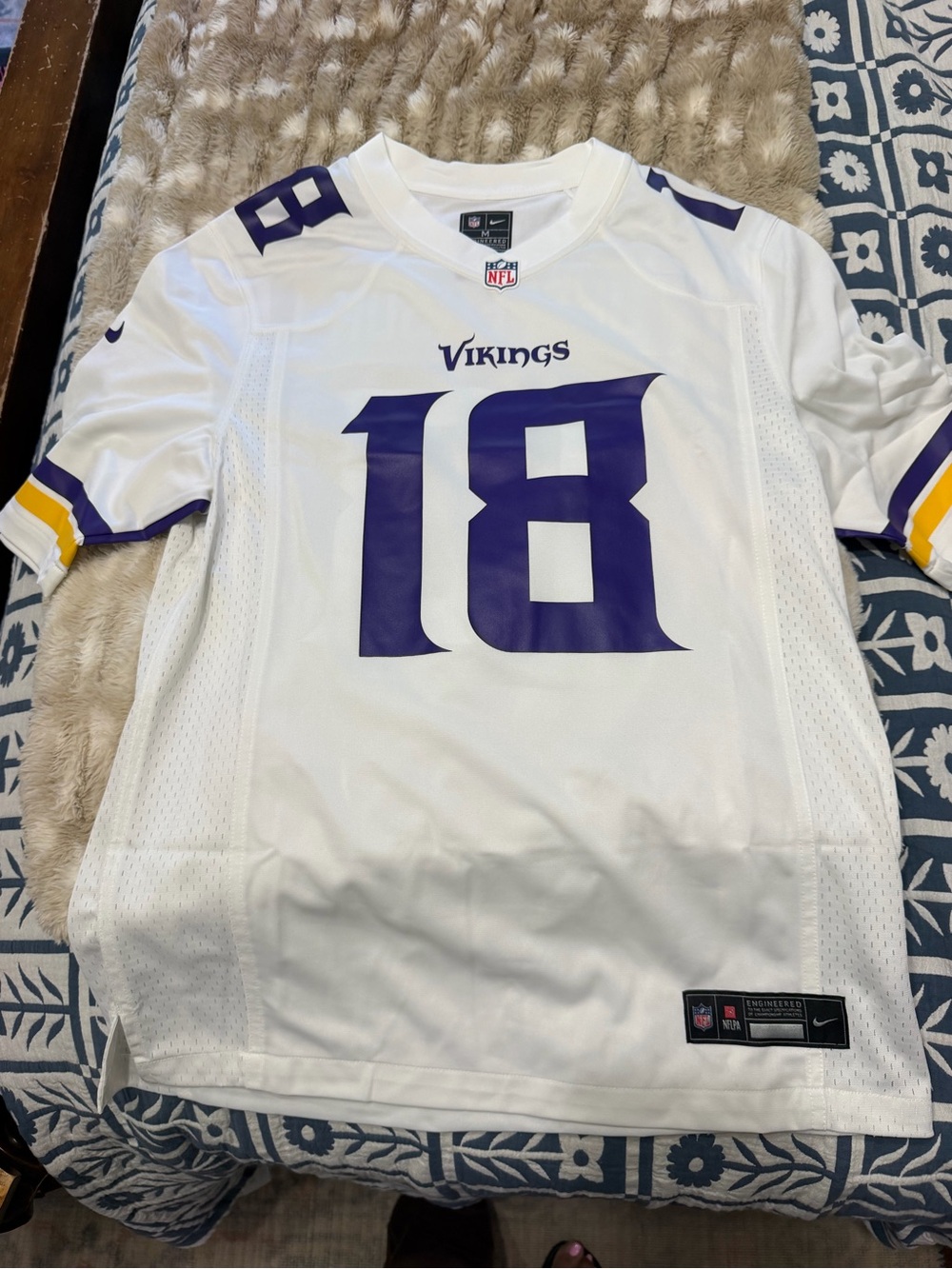 Nike Minnesota Vikings #18 White & Purple Jersey